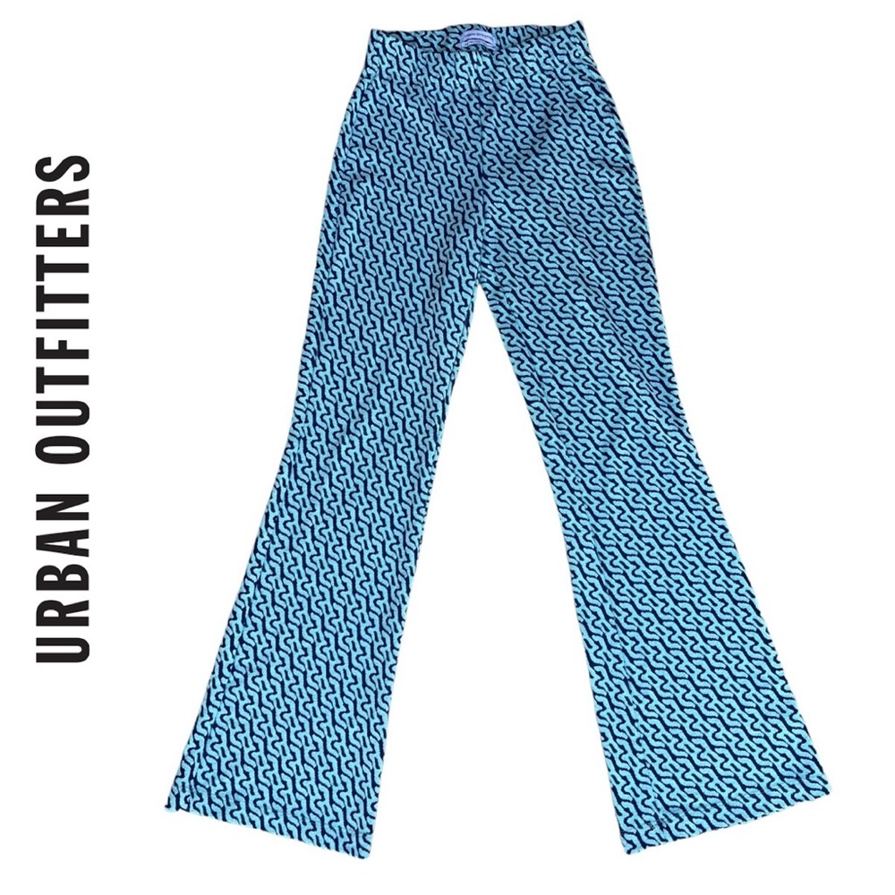 URBAN OUTFITTERS Teal Funky Flare Pattern Knit Pants Size‎ Small Boho Festival